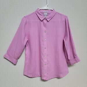 Chico's Shirt Womens Medium 8  Chicos 1 Lavender Pink Button Up Casual